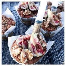 GF BANANA, FIG AND WALNUT MUFFINS WITH SALTED CARAMEL SHOTS