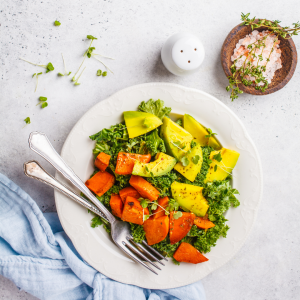 WARM SUPER FOOD SALAD WITH AVOCADO MAYO